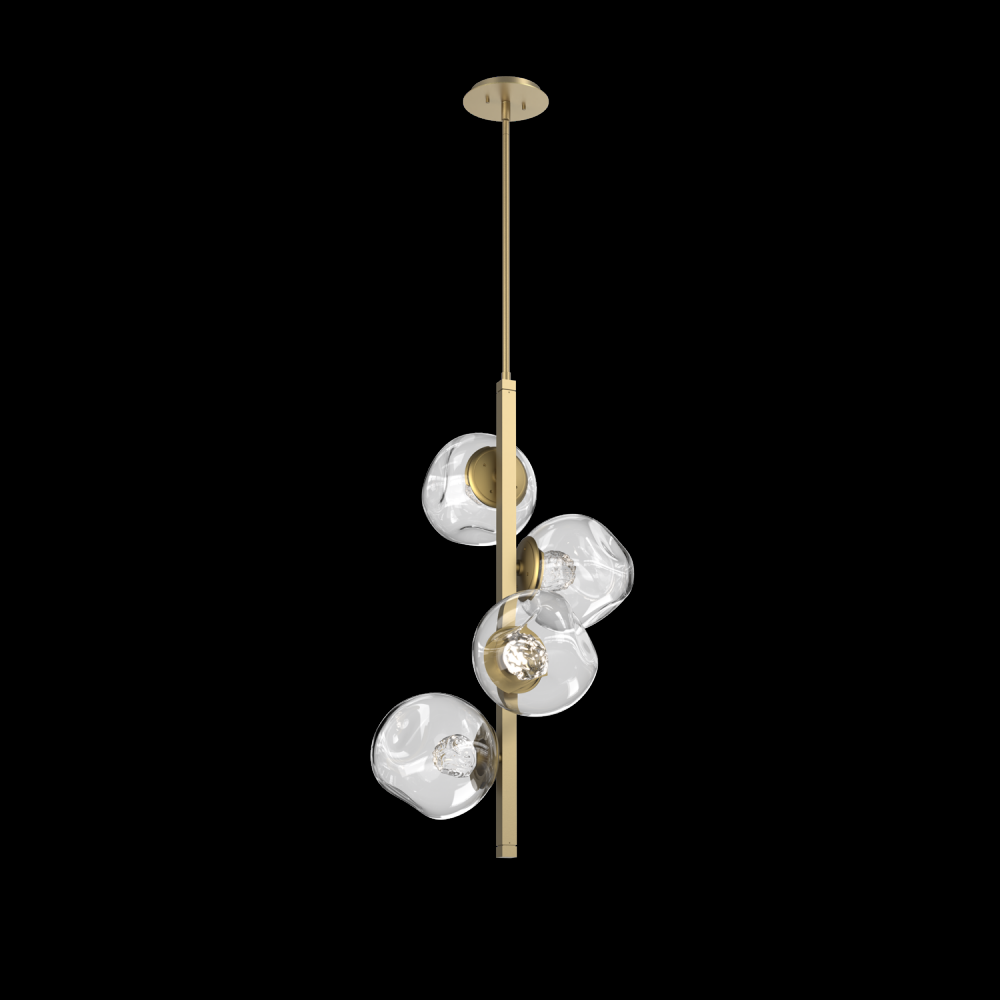 Luna 4pc Twisted Vine-Gilded Brass-Floret Inner - Clear Outer-Threaded Rod Suspension-LED 2700K