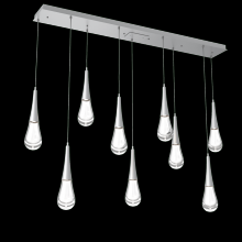 Hammerton PLB0078-09-CS-C-C01-L3 - Raindrop Linear 9 PC.-Classic Silver-Blown Glass