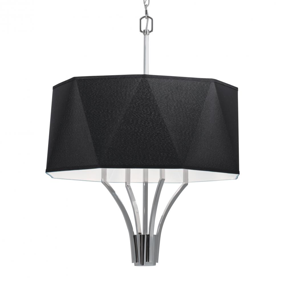 Diamond Chandelier - Polished Nickel with Black Shade