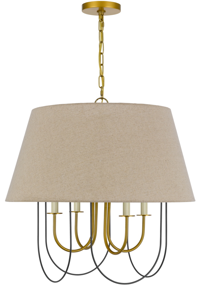 60W X 4 Eupora Metal Chandelier with Burlap Shade