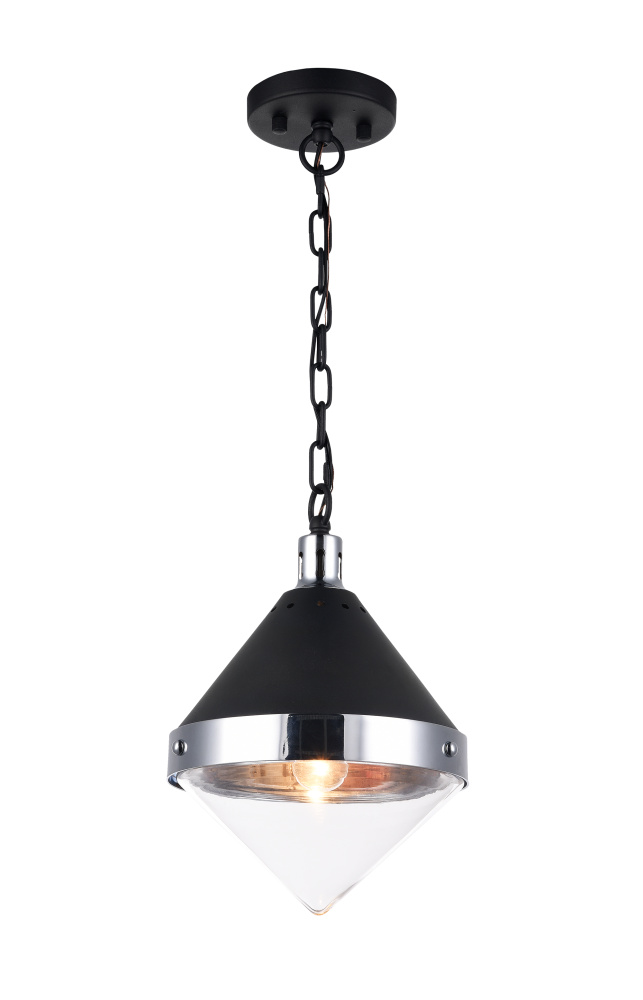 Sphericon Matte Black and Chrome Pendant