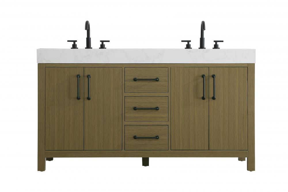 Vanity Cabinet 4DR 3DW 60"W x 22"D x 34"H Chestnut Brown