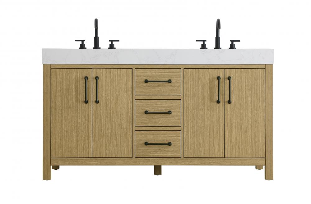 Vanity Cabinet 4DR 3DW 60"W x 22"D x 34"H Honey Brown