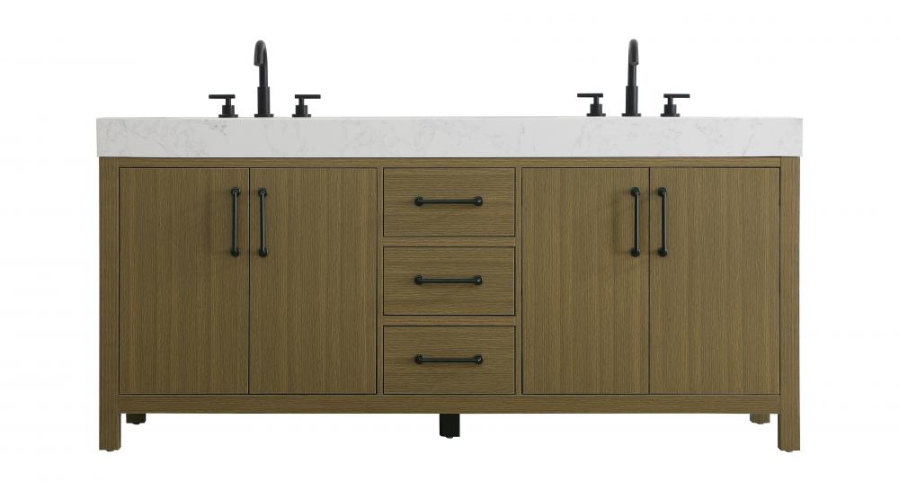 Vanity Cabinet 4DR 3DW 72"W x 22"D x 34"H Chestnut Brown
