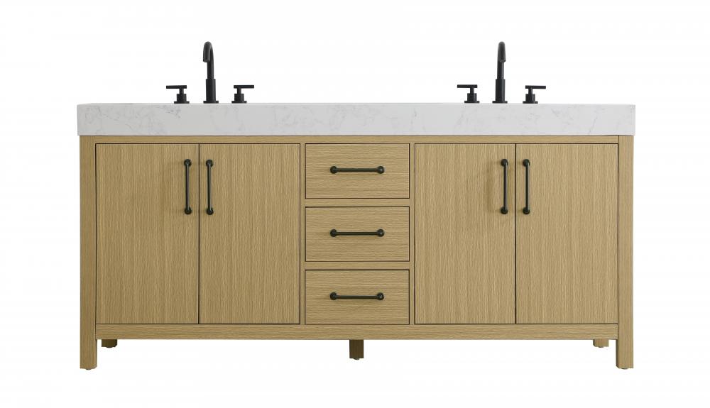 Vanity Cabinet 4DR 3DW 72"W x 22"D x 34"H Honey Brown