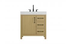 Elegant VF60632MHB - Vanity Cabinet 1DR 3DW 32"W x 22"D x 34"H Honey Brown