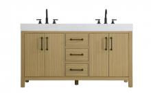 Elegant VF60660DMHB - Vanity Cabinet 4DR 3DW 60"W x 22"D x 34"H Honey Brown