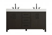 Elegant VF60660DMMB - Vanity Cabinet 4DR 3DW 60"W x 22"D x 34"H Mocha Brown