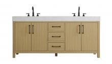 Elegant VF60672DMHB - Vanity Cabinet 4DR 3DW 72"W x 22"D x 34"H Honey Brown