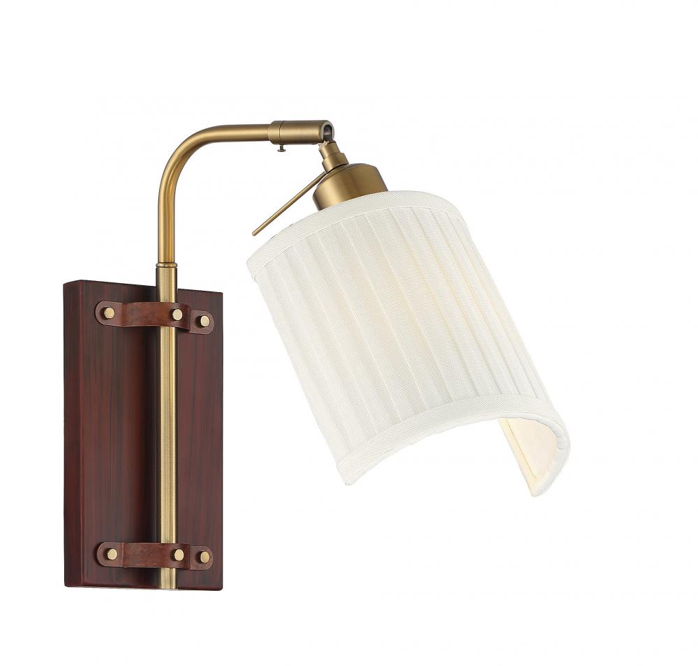 1-Light Adjustable Wall Sconce in Natural Brass