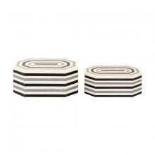 ELK Home H0807-9768/S2 - Octagonal Striped Box - Set of 2 White